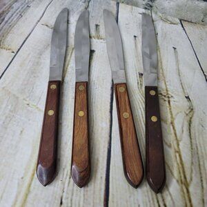 4 Washington Forge Town Country BROWN MAPLE Stainless Dinner Knife Knives